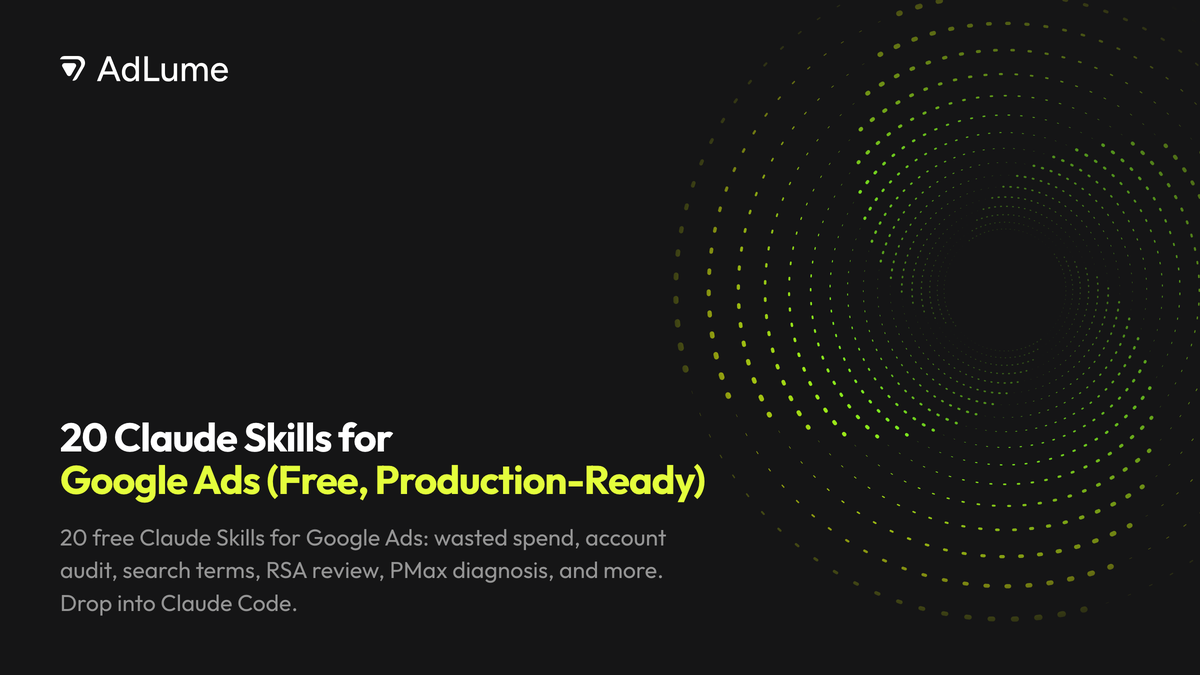20 Claude Skills for Google Ads (Free, Production-Ready), AdLume